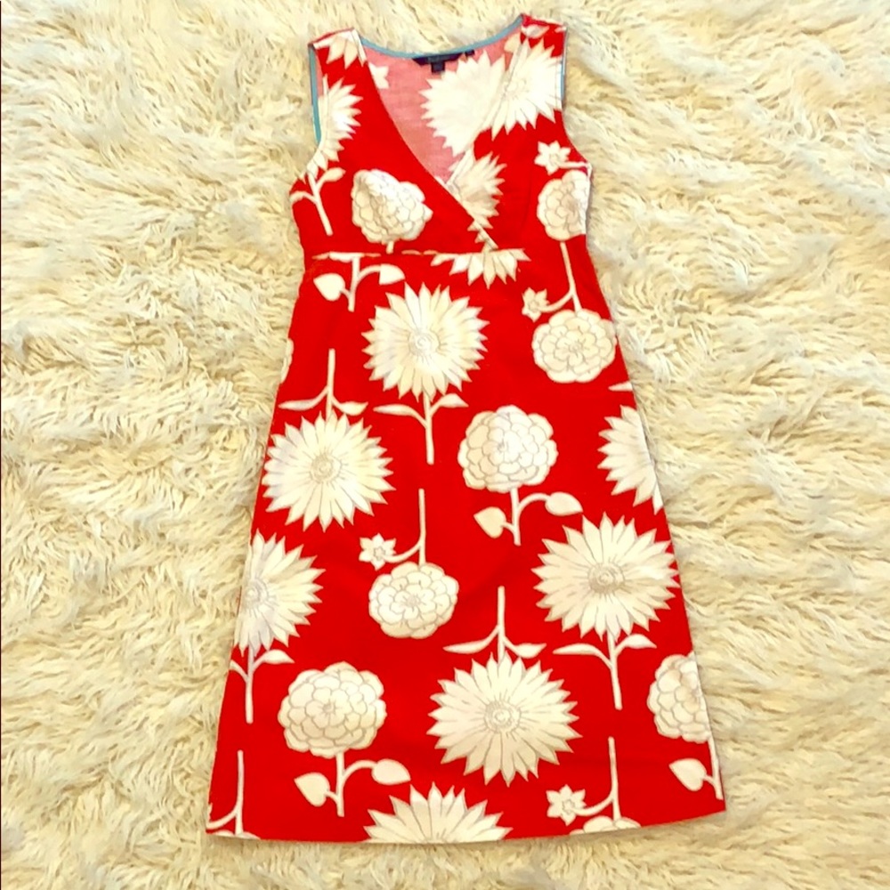 Boden red sleeveless floral dress